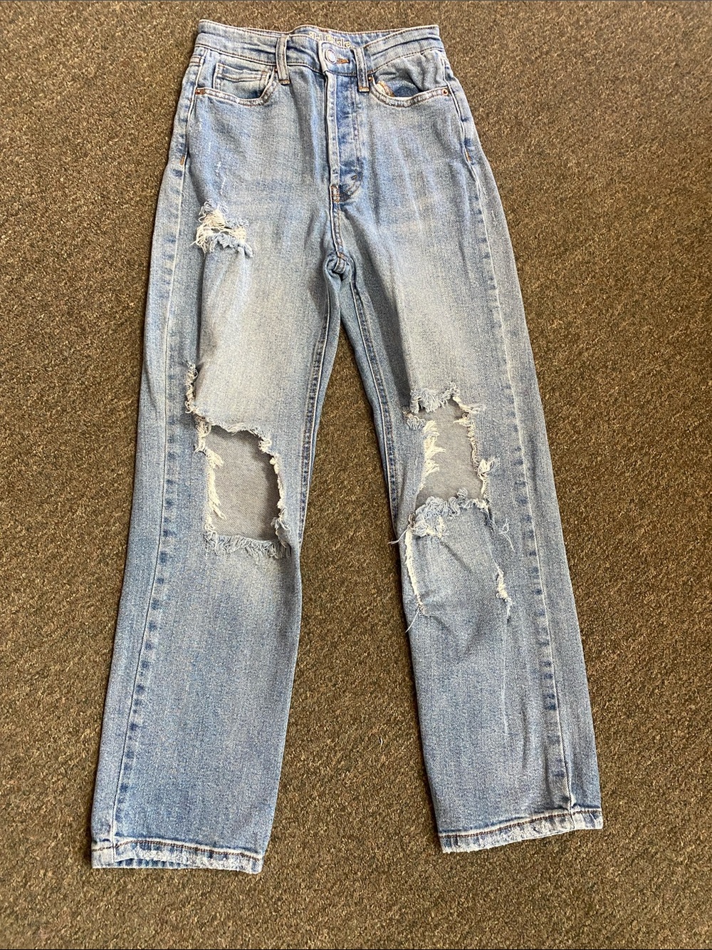wild fable Light Blue Distressed Straight-Leg Jeans